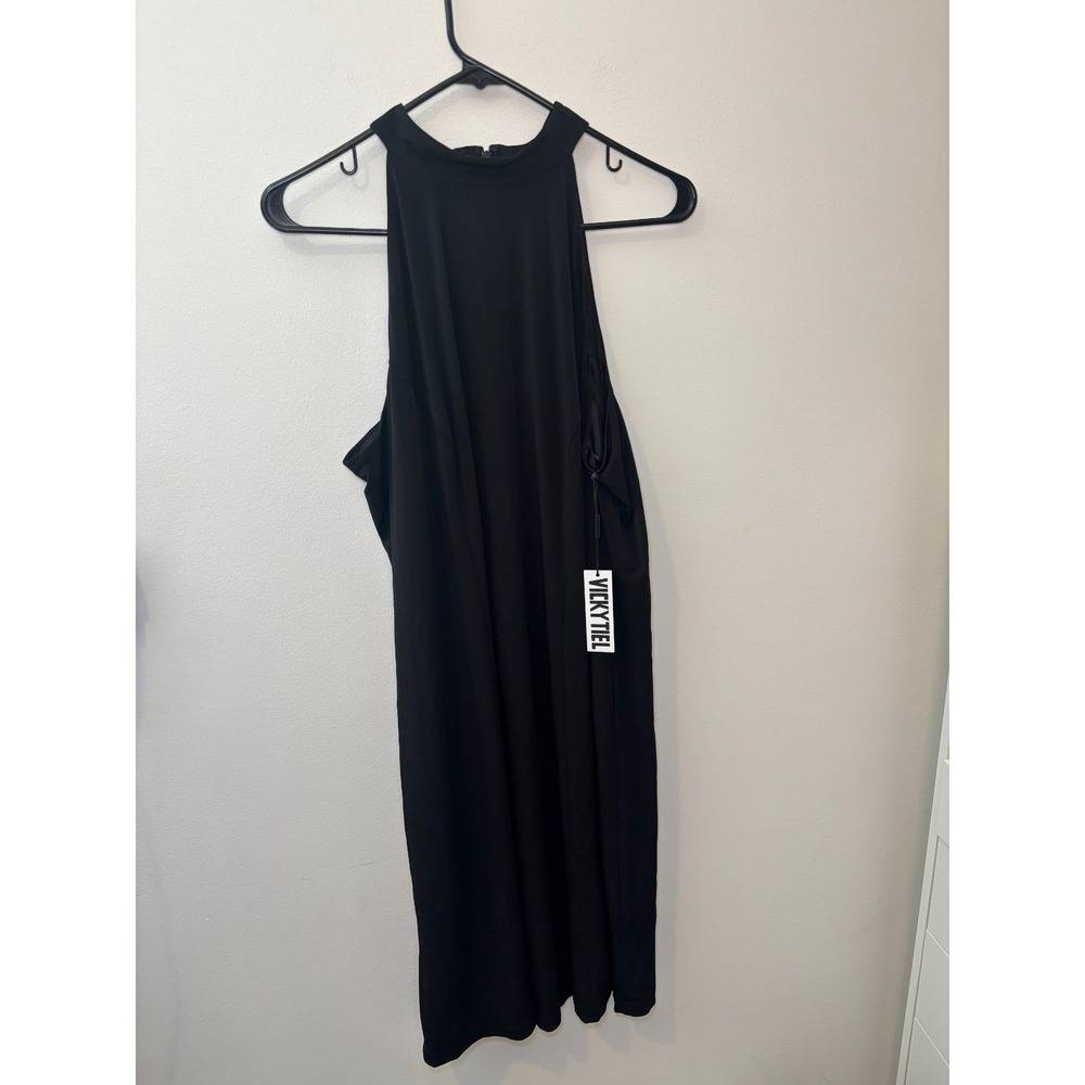 Vicky Tiel Halter Top Black Dress Women's Sizr 2X NWT